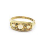 An 18ct gold, opal and diamond ring, 1.