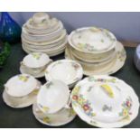 A collection of forty-three pieces of Royal Doulton Minden teawares including two vegetable dishes