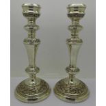 A pair of silver candlesticks, Birmingham 1973,