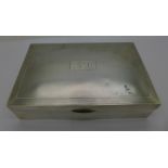 A silver cigarette box, width 167mm,