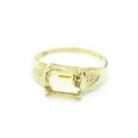 A 9ct gold, citrine and diamond ring, 1.