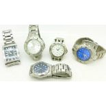 Five gentleman's wristwatches