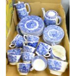 A George Jones 'Abbey' blue and white tea set, plates, tea and coffee pot,
