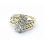 A 9ct gold and diamond ring, 3.