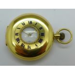 An 18ct gold cased demi-hunter pocket watch, gross weight 82.