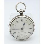 A silver cased fusee pocket watch,