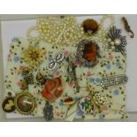 Costume jewellery including paste set brooches
