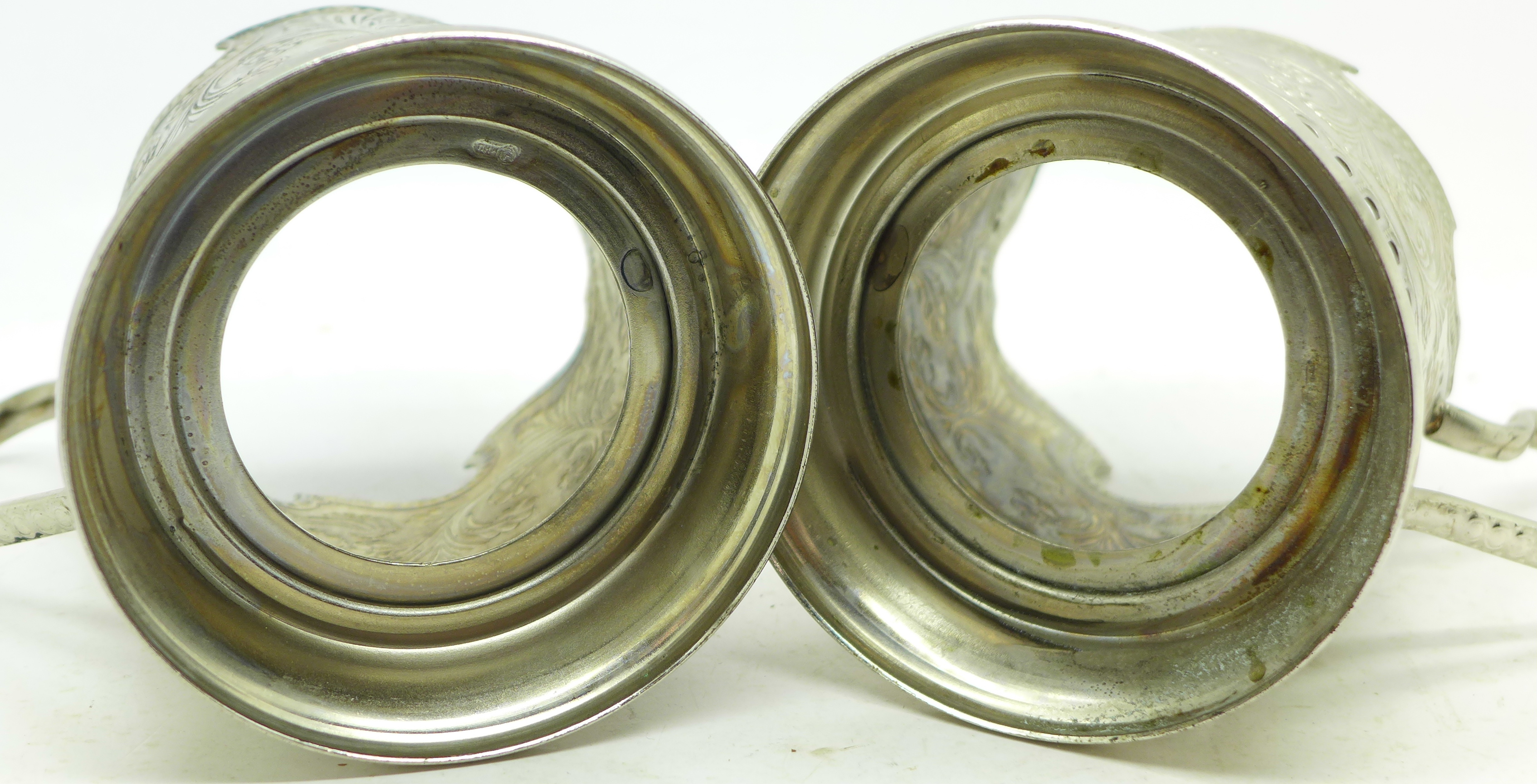 A pair of Soviet period silver plated glass holders, - Image 2 of 2