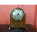 An Edward VII inlaid mahogany Empire mantel clock
