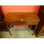 A George IV inlaid mahogany D-shaped folding card table