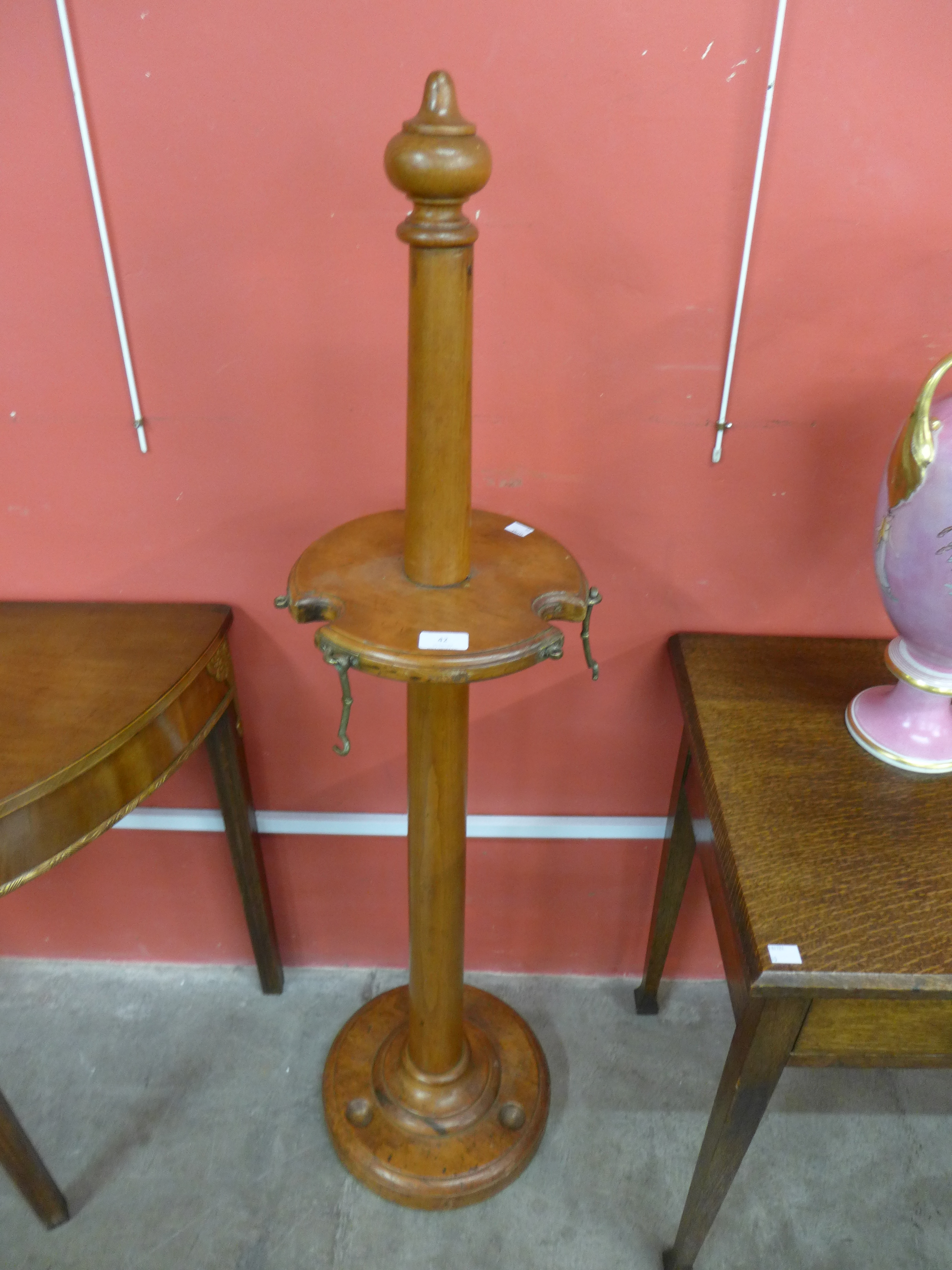 A Victorian pine snooker/billiard cue stand