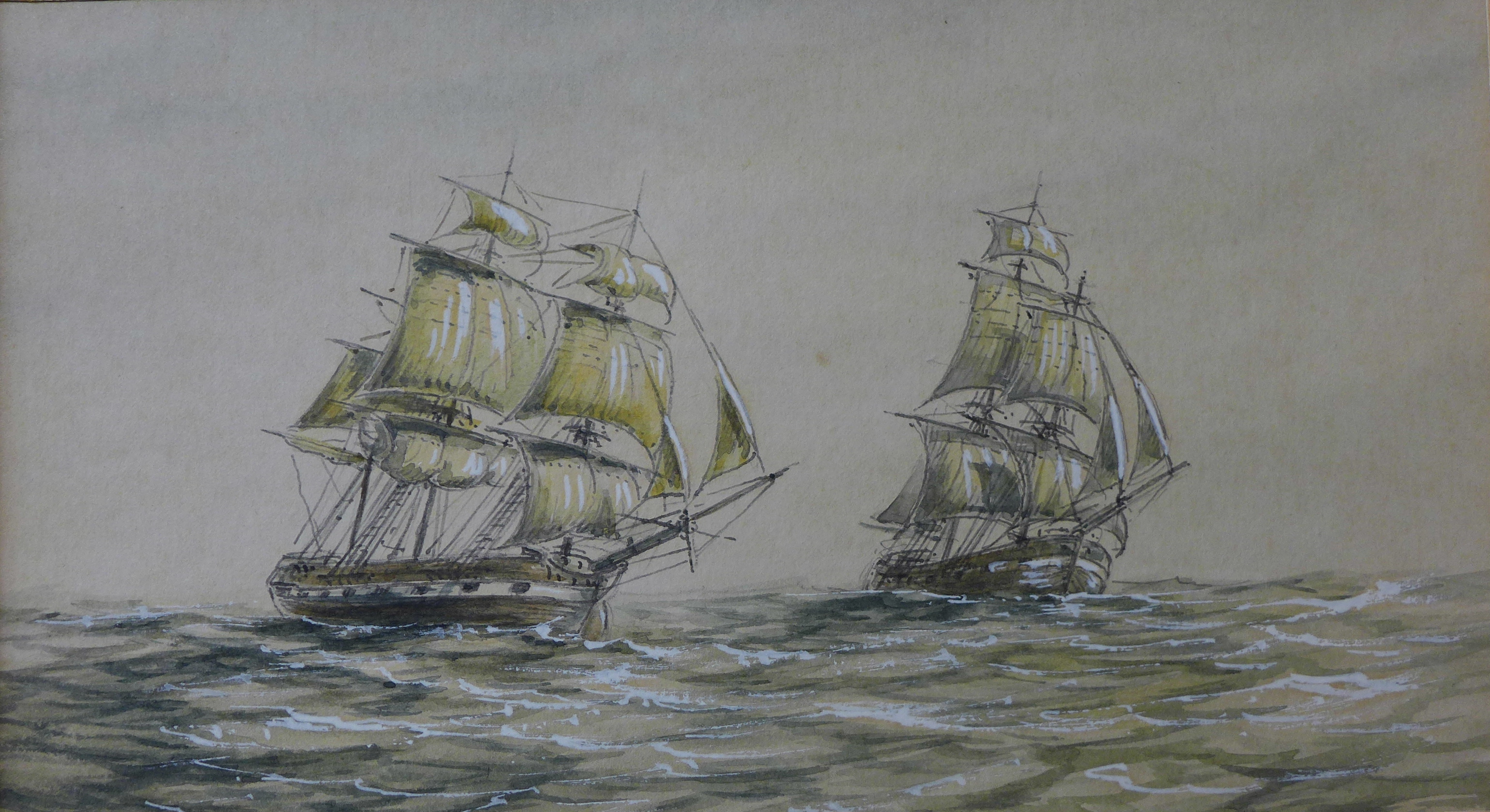 English School, shipping off the coast, - Image 2 of 3