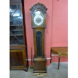 An early 20th Century oak longcase clock, with three weight chain driven movement,