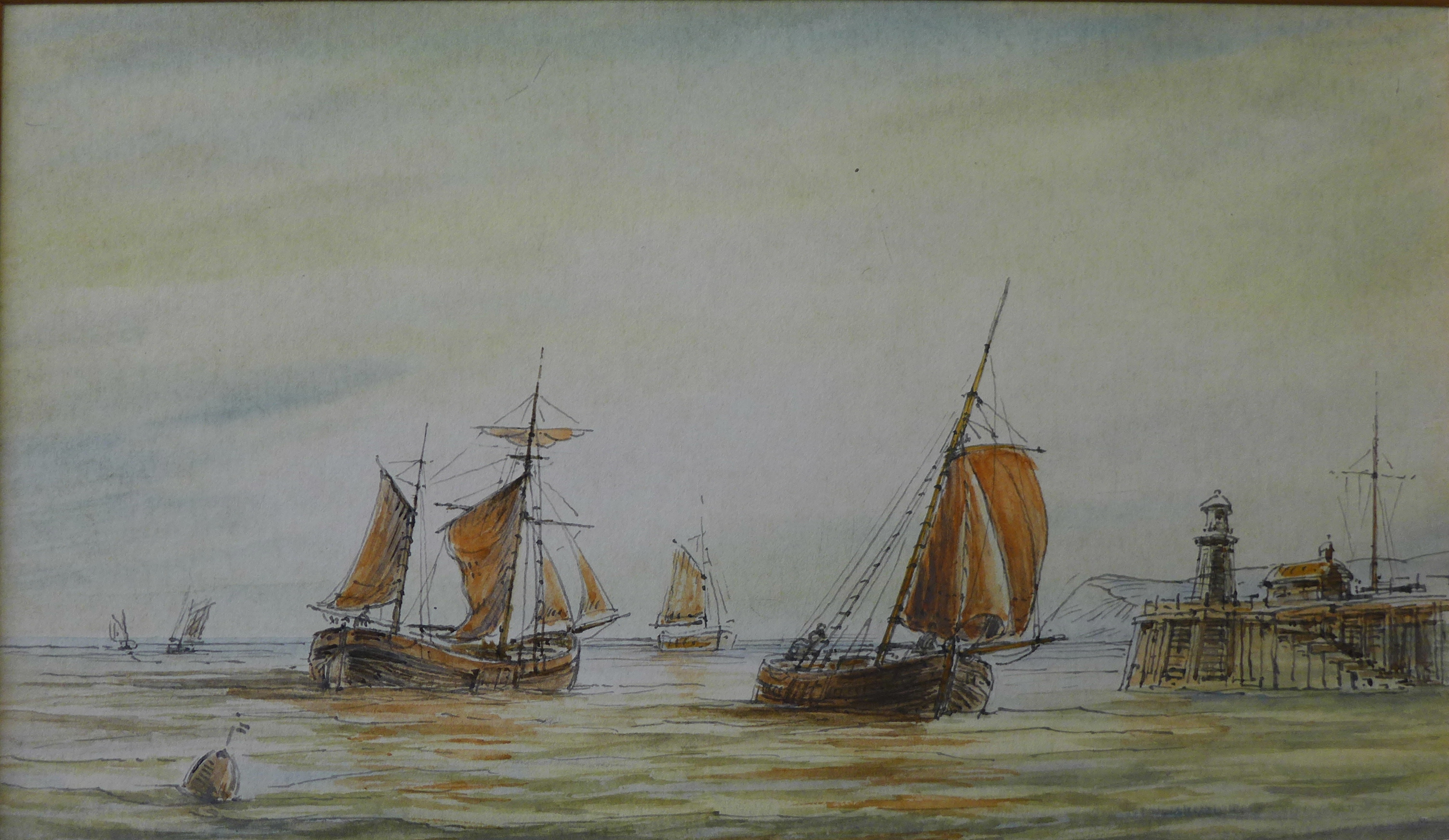 English School, shipping off the coast,