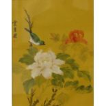 Three oriental silk pictures,