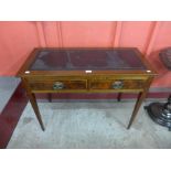 An Edward VII inlaid mahogany two drawer writing table