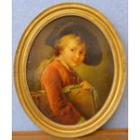 An oval print of a boy, 49 x 39cms,