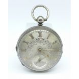 A silver pocket watch by Benson