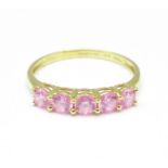 A 14ct gold and pink stone ring, 1.