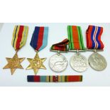 A set of five WWII medals to 107971 F.V.
