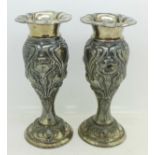 A pair of Art Nouveau plated vases, 17.
