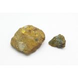 Two pieces of Welsh gold ore