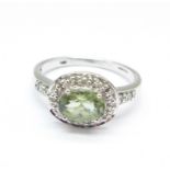 A 9ct white gold, alexandrite and diamond ring, 3g,