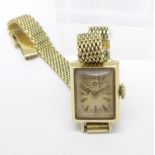 A lady's 14ct gold Omega wristwatch, weight without movement 15.