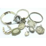 Silver jewellery, etc.