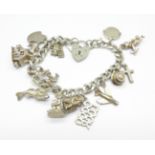 A silver charm bracelet,