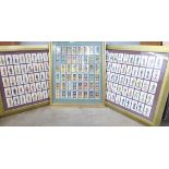 Three framed sets of cigarette cards including Player's and Gallagher