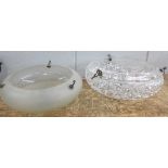 A cut glass hanging ceiling light shade and one other
