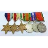 A set of five WWII medals including Africa Service Medal to 146029 R.