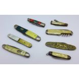 Eight pen knives