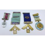 Four lodge medals including two silver, total weight of silver mounted medals 54.