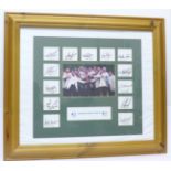 A framed and mounted 2002 Ryder Cup team picture with signatures