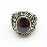 A white metal graduation ring, Page High School, Class of '99,