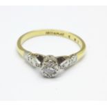 An 18ct gold and platinum set diamond ring, 2.