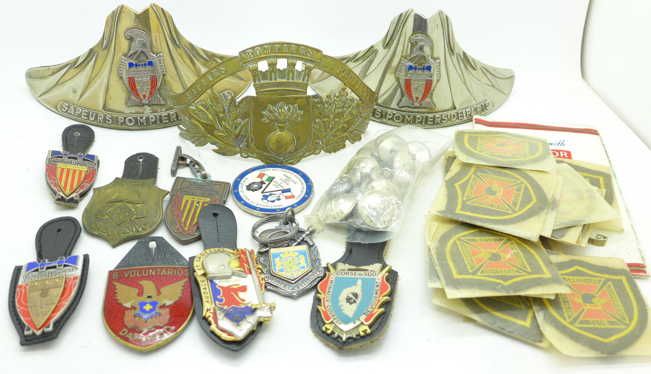 French firemen's badges, etc.