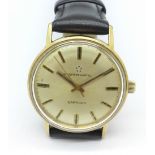 A 9ct gold cased Eterna-Matic Garrard wristwatch, case back a/f,
