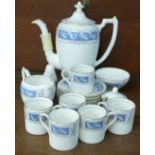 A Coalport Revelry six setting coffee service with salt and pepper and a mustard