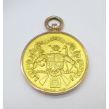 A 9ct gold Grahamstown Rifle Club medal, boxed, 17.
