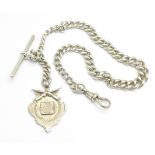 A silver Albert chain with silver fob,