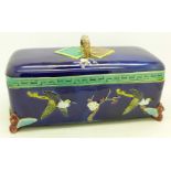 A 19th Century majolica glove box by Joseph Holdcroft, some a/f,