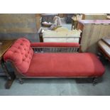 A Victorian mahogany and upholstered chaise longue