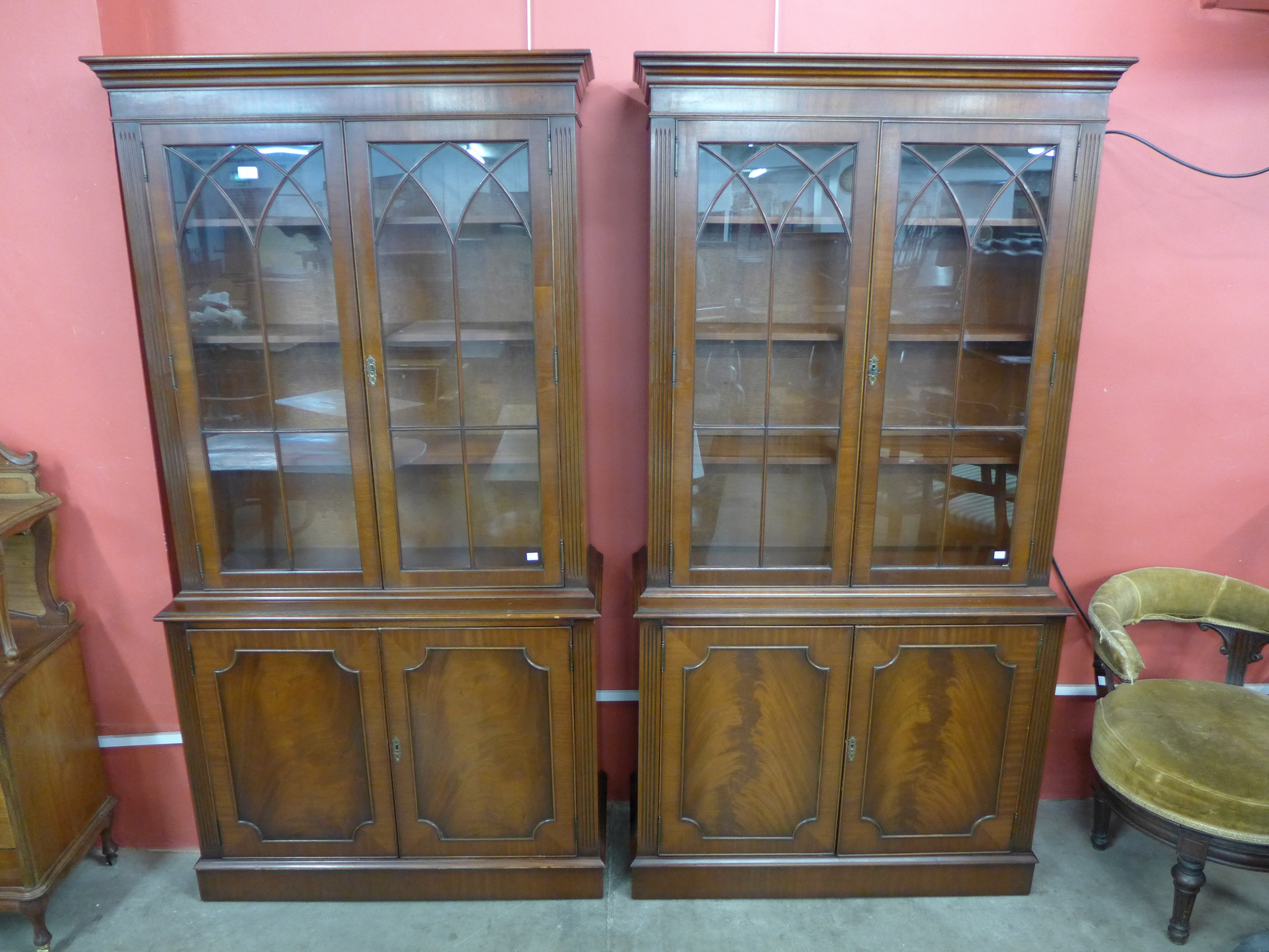 A pair of mahogany bookcases