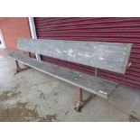 A Victorian cast iron and pine metamorphic bench/desk