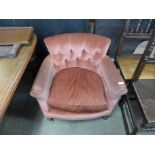 A Victorian mahogany upholstered lady's tub chair