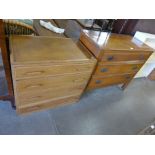 An Edward VII satin birch chest and an oak chest of drawers
