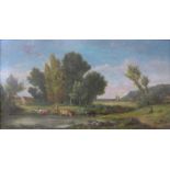 English School (19th Century), rural landscape, oil on board, indistinctly signed, 21 x 56cms,